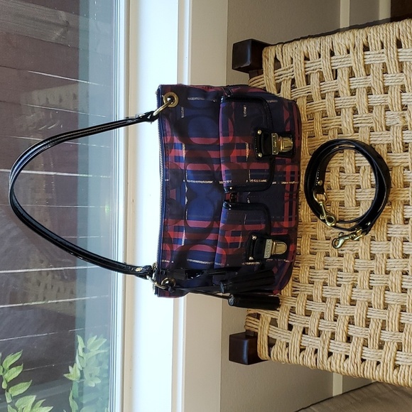 Coach Poppy Tartan Shoulder Bag - Picture 1 of 16